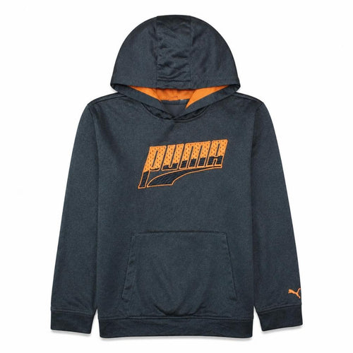 Puma Boys Grey Pullover Hoodie L Graphic Print Fleece Sportswear