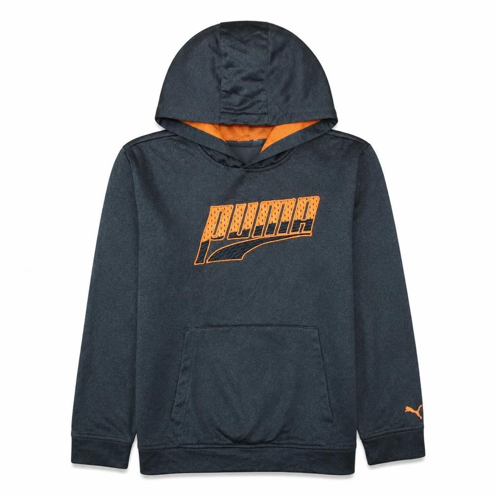 Puma Boys Grey Pullover Hoodie L Graphic Print Fleece Sportswear