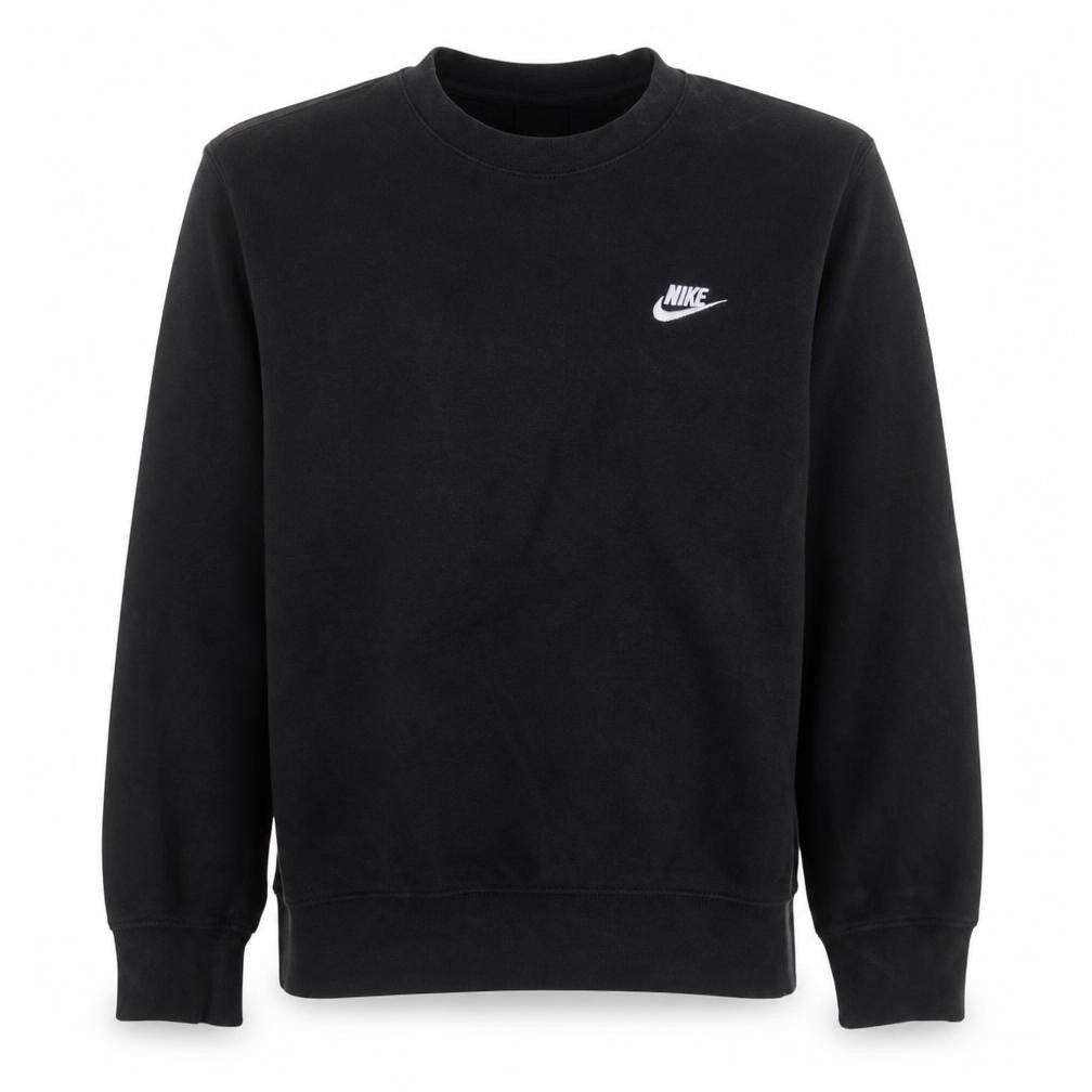 Front view of Nike Men's Black Small Pullover Sweatshirt Crew Neck Fleece