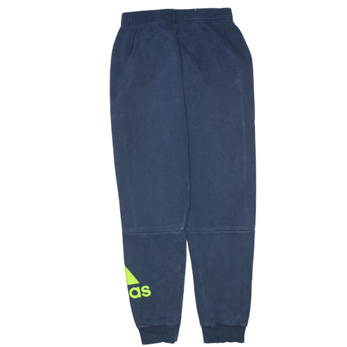 Adidas Boys Blue Jogger Sweatpants 13-14 Years Cotton Blend Fleece Tapered Fit