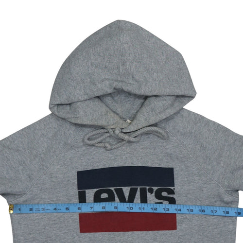 Levi's Mens Grey Pullover Hoodie Medium Logo Print Fleece