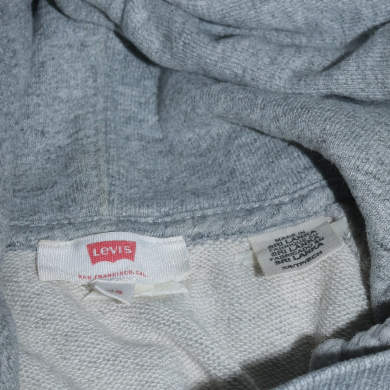 Levi's Mens Grey Pullover Hoodie Medium Logo Print Fleece