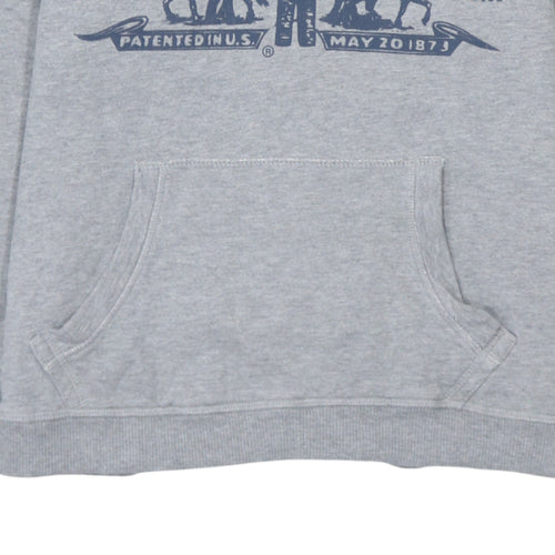 Levi's Boys Grey Hoodie Pullover 16 Years Cotton Graphic Print