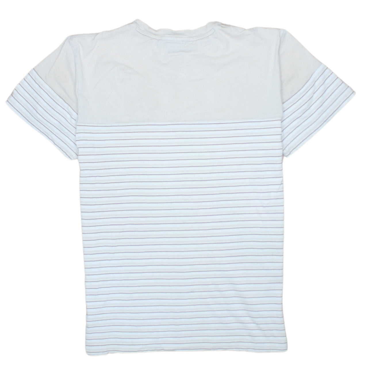 Adidas Men White Striped Cotton Crew Neck Short Sleeve T-Shirt L