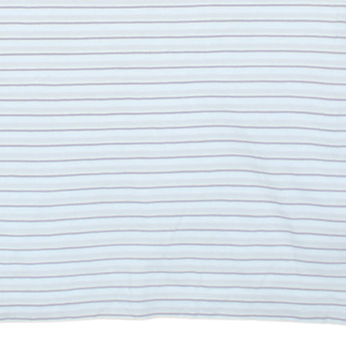 Adidas Men White Striped Cotton Crew Neck Short Sleeve T-Shirt L