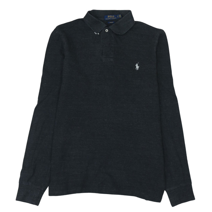 Ralph Lauren Men’s Black Slim Fit Long Sleeve Cotton Polo Shirt L