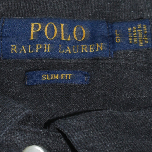 Ralph Lauren Men’s Black Slim Fit Long Sleeve Cotton Polo Shirt L