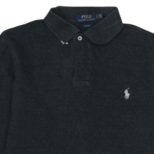 Ralph Lauren Men’s Black Slim Fit Long Sleeve Cotton Polo Shirt L