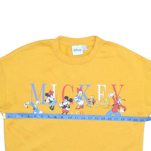 Disney Women Yellow Mickey & Co Sweatshirt S 10/12 Cotton Blend