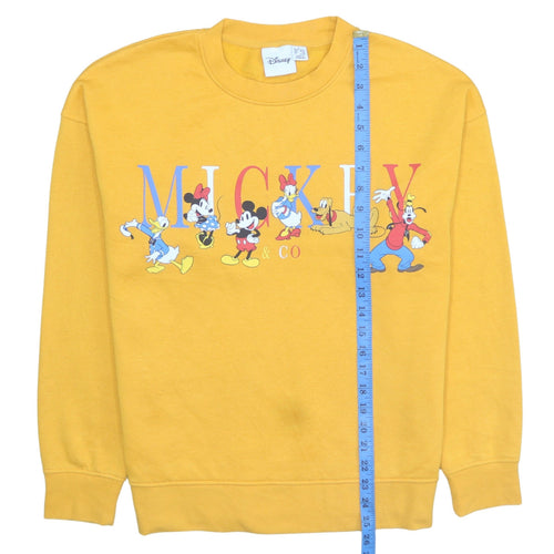 Disney Women Yellow Mickey & Co Sweatshirt S 10/12 Cotton Blend