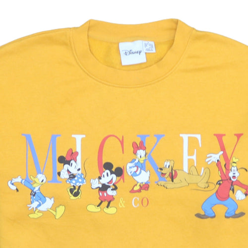 Disney Women Yellow Mickey & Co Sweatshirt S 10/12 Cotton Blend