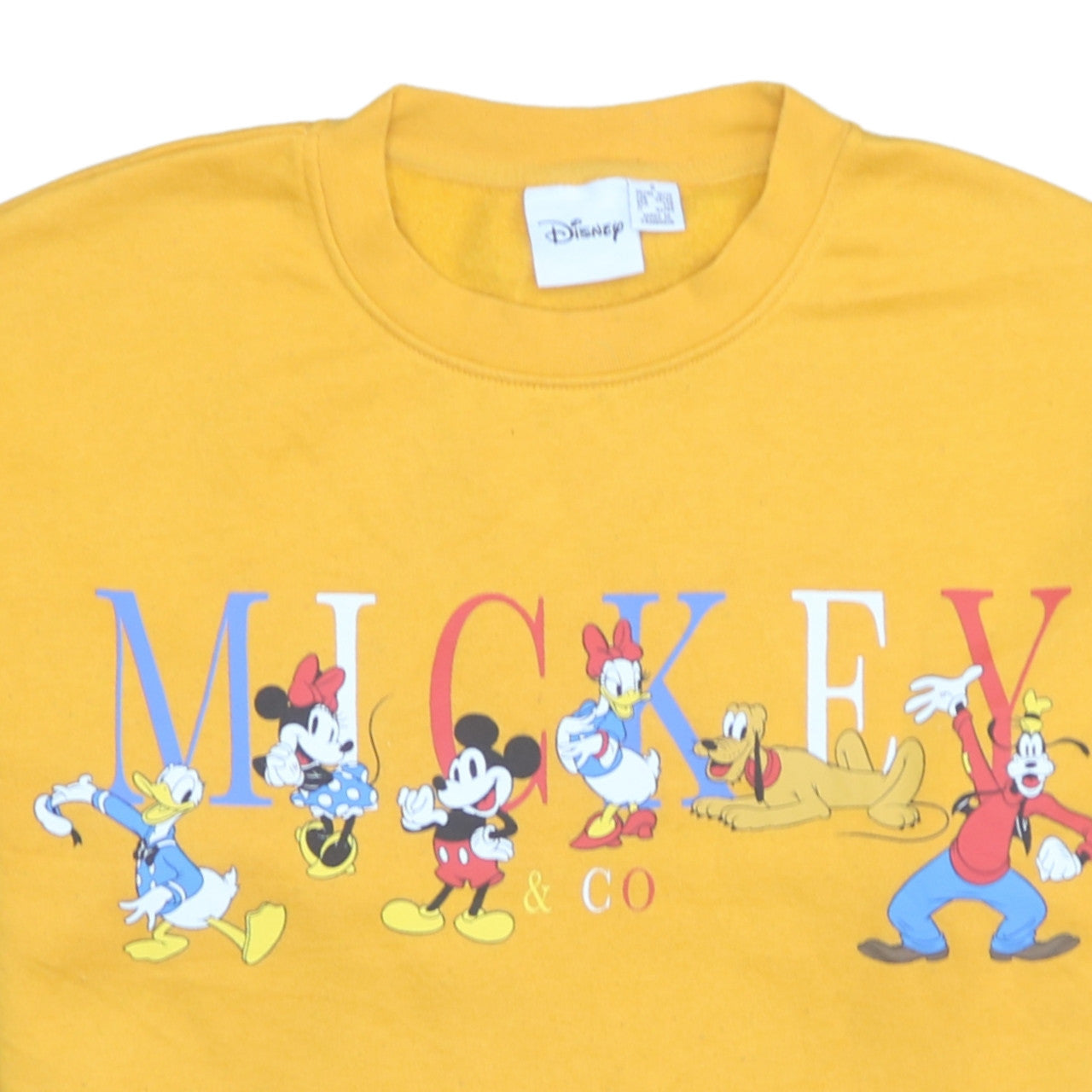 Disney Women Yellow Mickey & Co Sweatshirt S 10/12 Cotton Blend