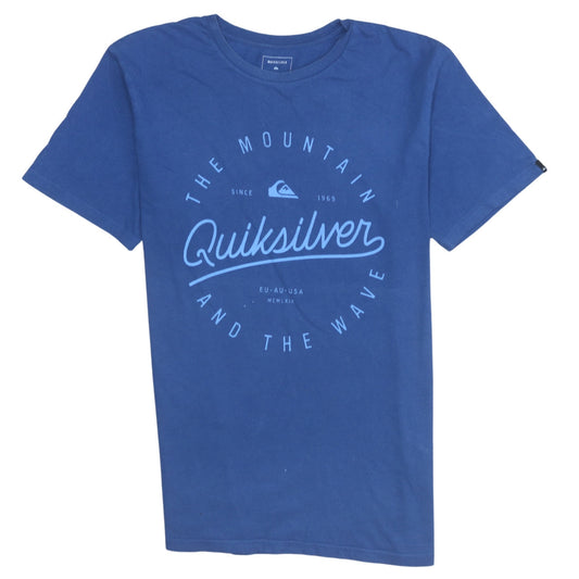 Quiksilver Mens Blue XL Regular Fit Cotton Graphic Surf T-Shirt