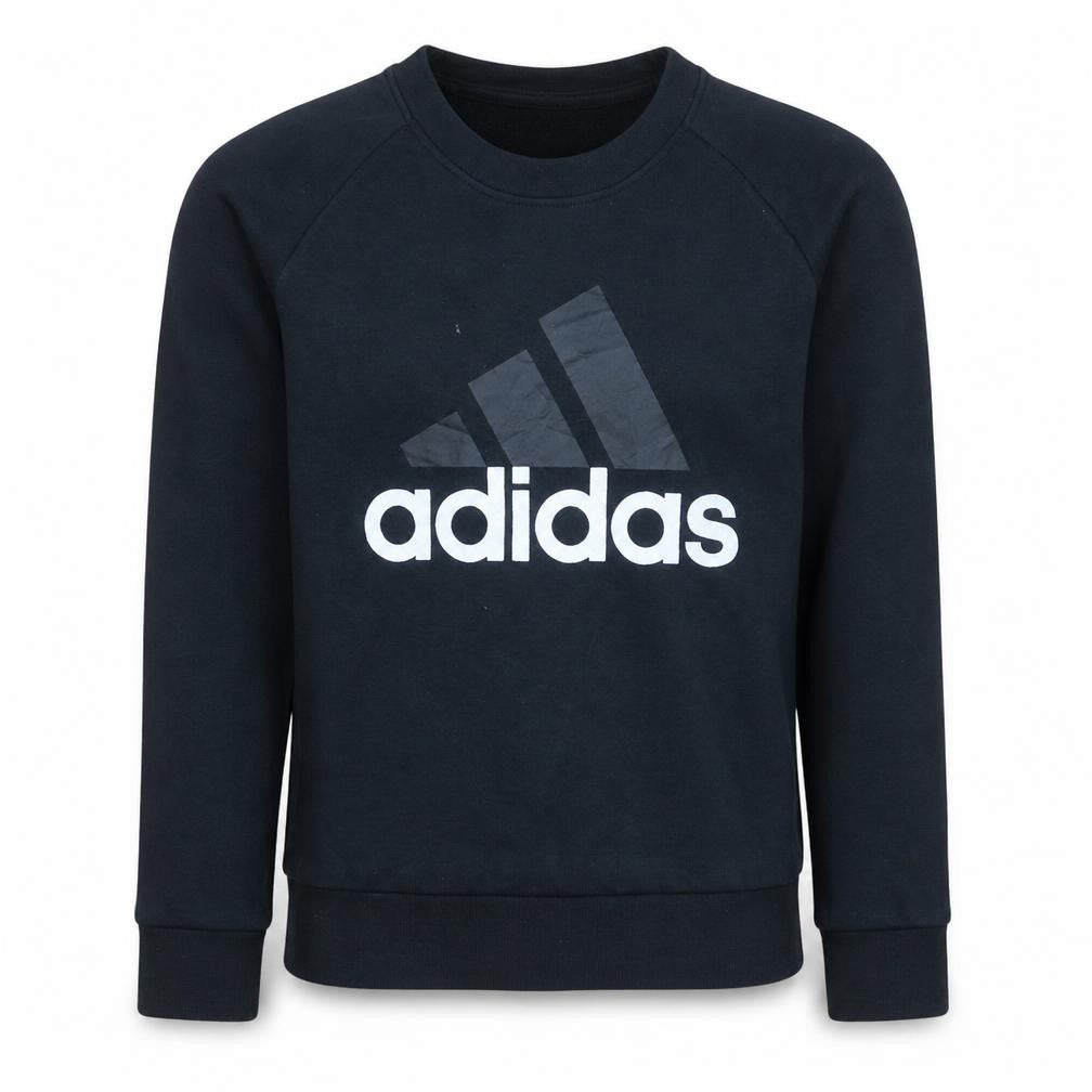 Front view of Adidas Women's Black Medium Pullover Sweatshirt Crew Neck Classic Fit