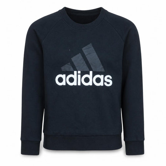 Front view of Adidas Women's Black Medium Pullover Sweatshirt Crew Neck Classic Fit