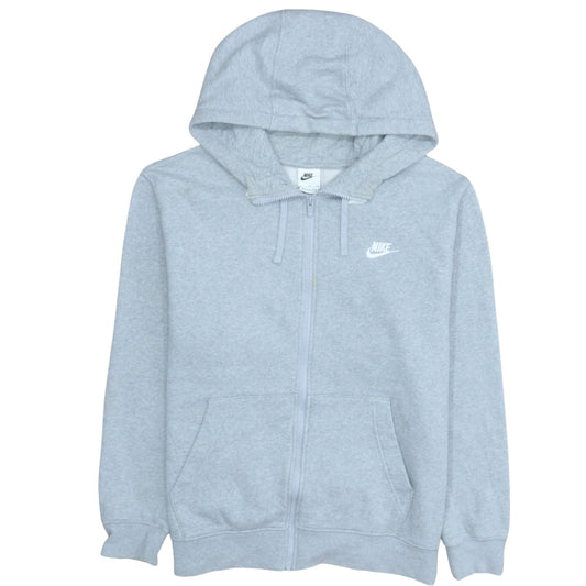 Nike Womens Grey Full Zip Hoodie XL - Cotton Blend Casual Sweatshirt