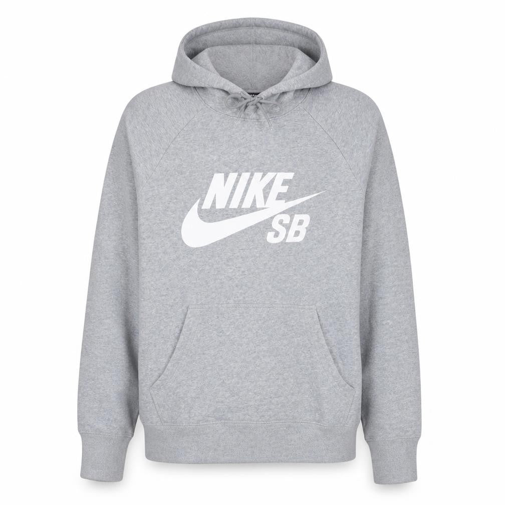 Front view of Nike SB Men's Grey XS Pullover Hoodie with Logo