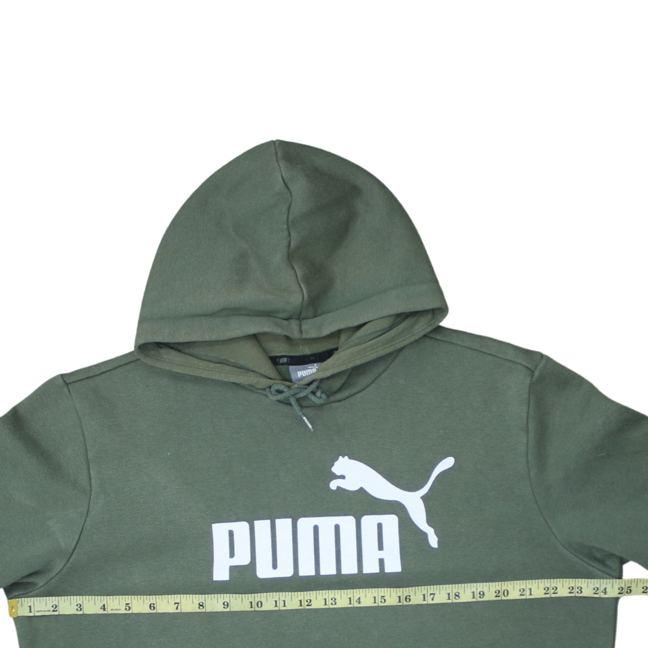 Puma Men's Green Pullover Hoodie L Logo Front Kangaroo Pocket