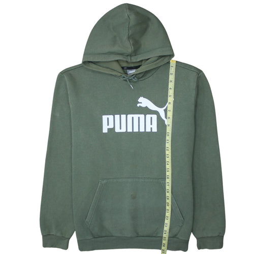 Puma Men's Green Pullover Hoodie L Logo Front Kangaroo Pocket