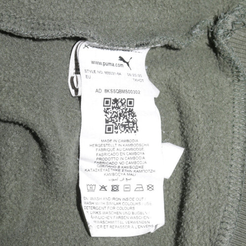 Puma Men's Green Pullover Hoodie L Logo Front Kangaroo Pocket