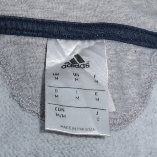Adidas Men Grey Blue Full Zip Hoodie Medium Hooded Sweatshirt