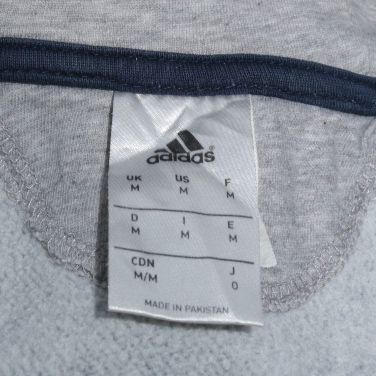 Adidas Men Grey Blue Full Zip Hoodie Medium Hooded Sweatshirt