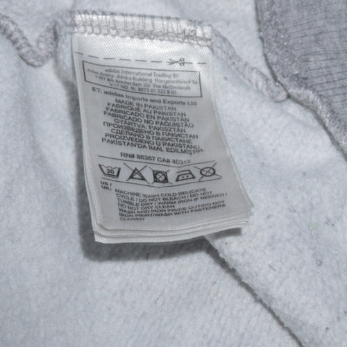 Adidas Men Grey Blue Full Zip Hoodie Medium Hooded Sweatshirt