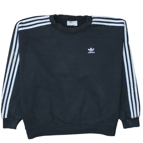 Adidas Womens Black Crew Neck Sweatshirt XS Cotton Logo Classic Style