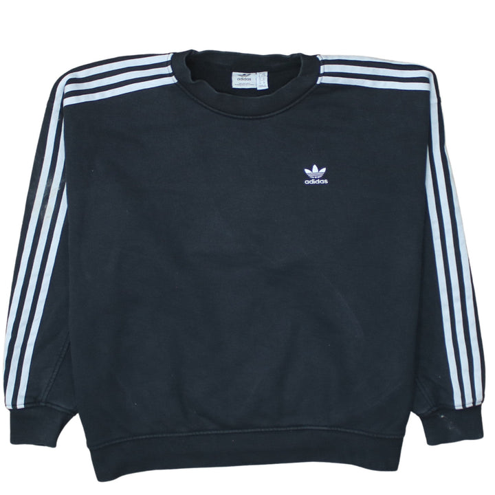 Adidas Womens Black Crew Neck Sweatshirt XS Cotton Logo Classic Style