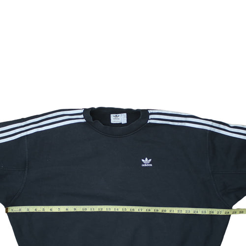 Adidas Womens Black Crew Neck Sweatshirt XS Cotton Logo Classic Style