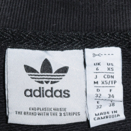 Adidas Womens Black Crew Neck Sweatshirt XS Cotton Logo Classic Style