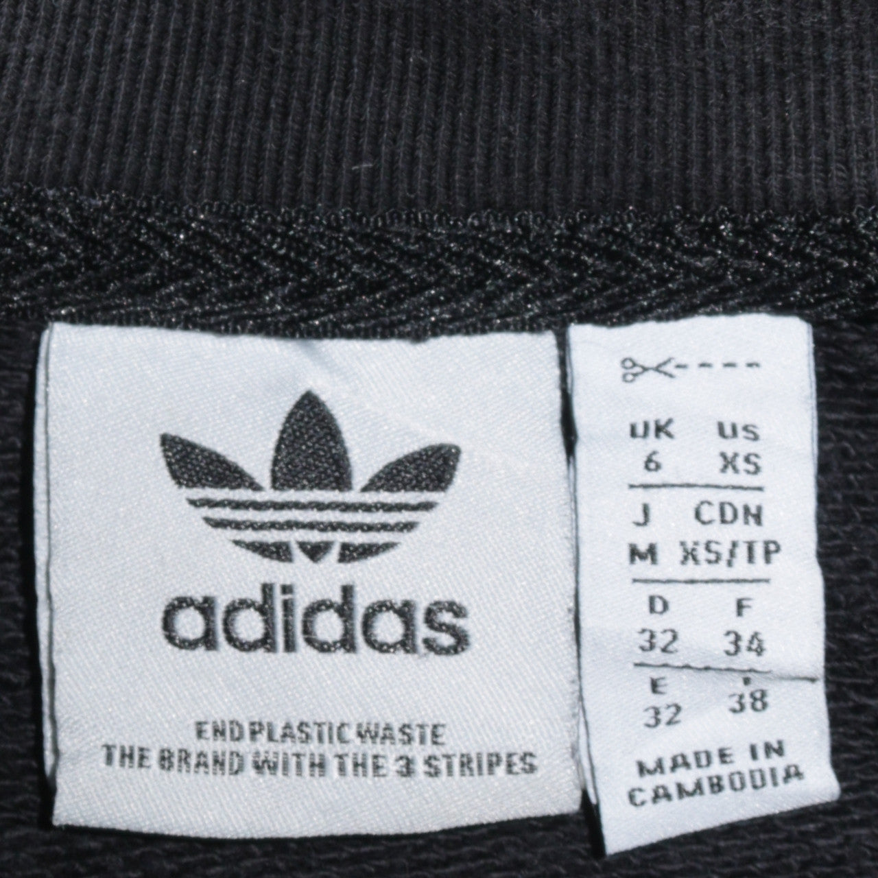 Adidas Womens Black Crew Neck Sweatshirt XS Cotton Logo Classic Style