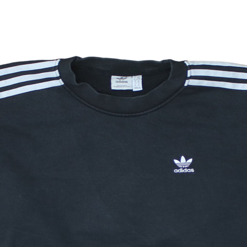 Adidas Womens Black Crew Neck Sweatshirt XS Cotton Logo Classic Style