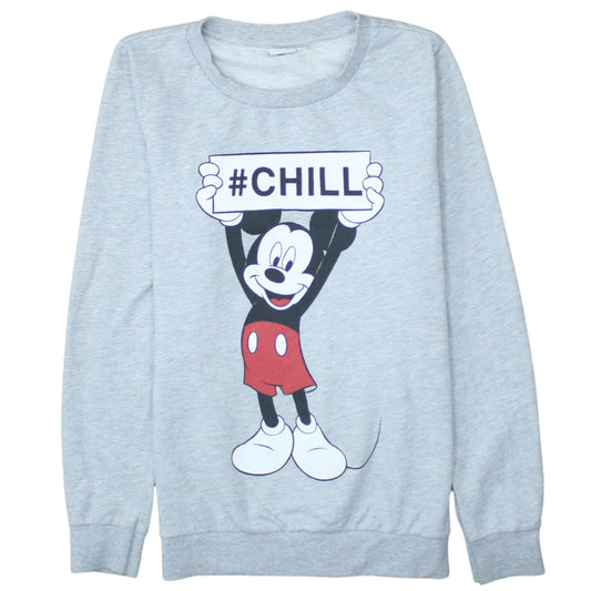 Disney Women Grey Mickey Mouse #Chill Sweatshirt Size 10