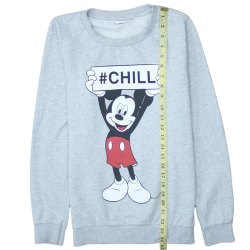 Disney Women Grey Mickey Mouse #Chill Sweatshirt Size 10