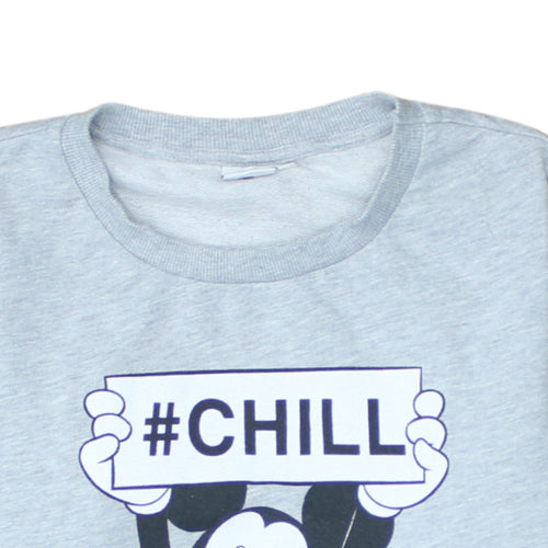Disney Women Grey Mickey Mouse #Chill Sweatshirt Size 10