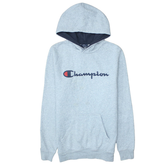 Champion Men's Grey Pullover Hoodie Small Logo Fleece Sweatshirt