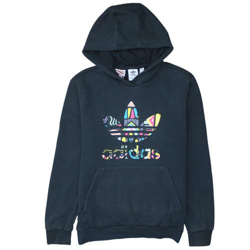 Adidas Boys Black Pullover Hoodie 13-14 Years Graphic Logo Sweatshirt