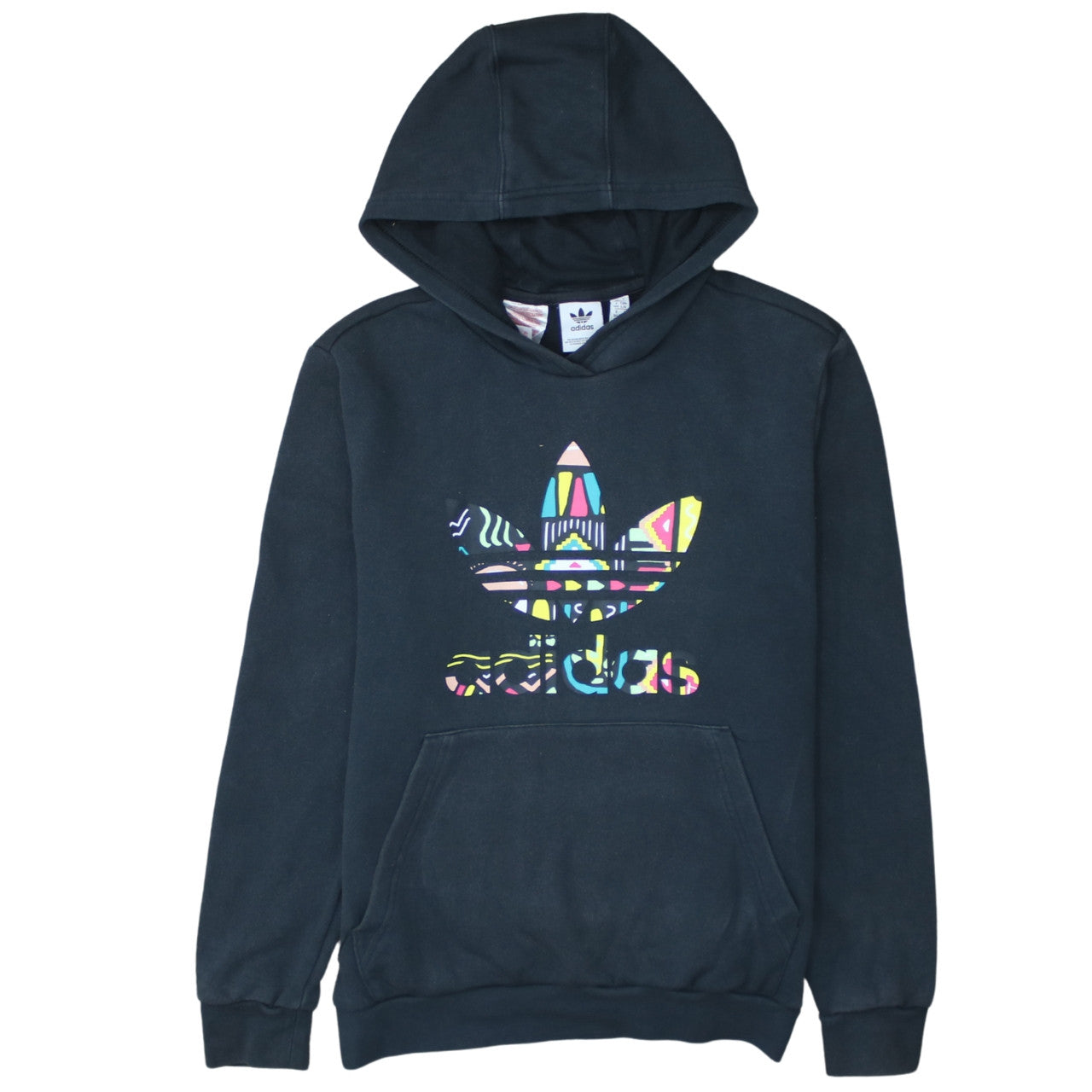 Adidas Boys Black Pullover Hoodie 13-14 Years Graphic Logo Sweatshirt