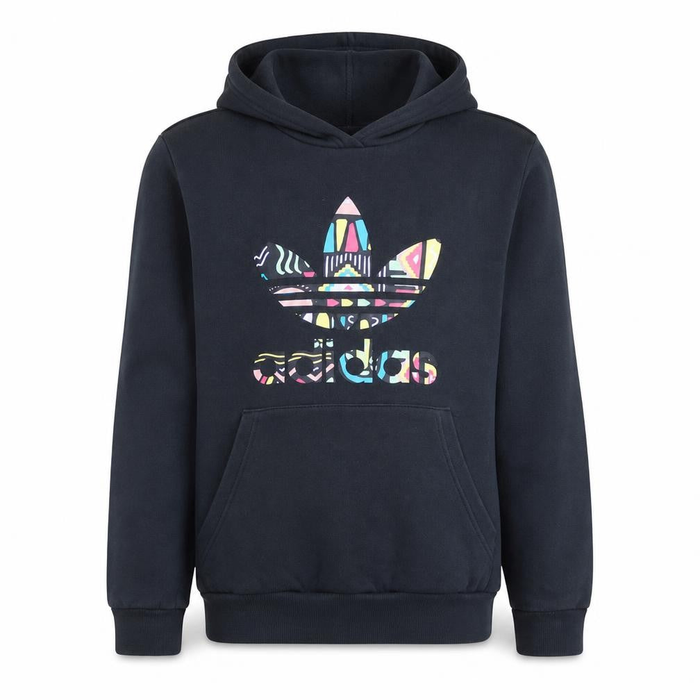 Adidas Boys Black Pullover Hoodie 13-14 Years Graphic Logo Sweatshirt