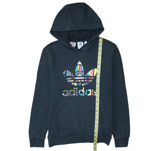 Adidas Boys Black Pullover Hoodie 13-14 Years Graphic Logo Sweatshirt