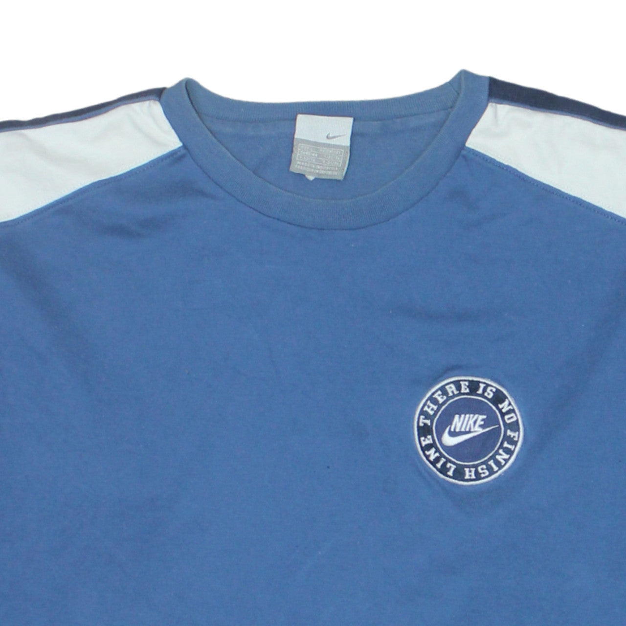 Nike Men's Blue 3/4 Sleeve Crew Neck Sports Top L Vintage