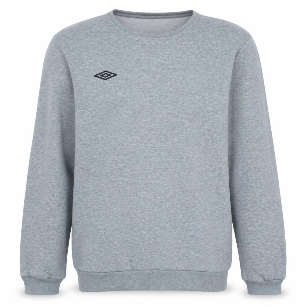 Front view of Umbro Men's Grey Crew Neck Pullover Sweatshirt, size M
