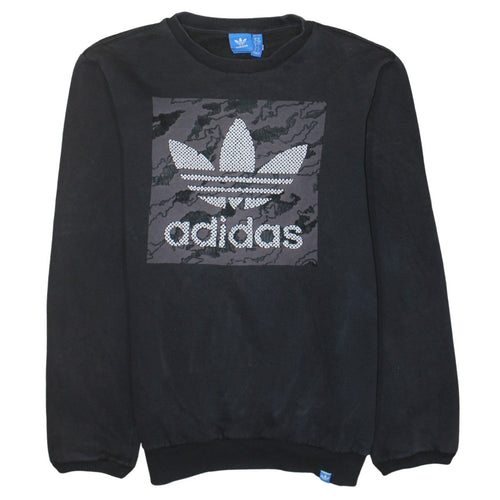 Adidas Men's Black Sequin Logo Pullover Sweatshirt Size S