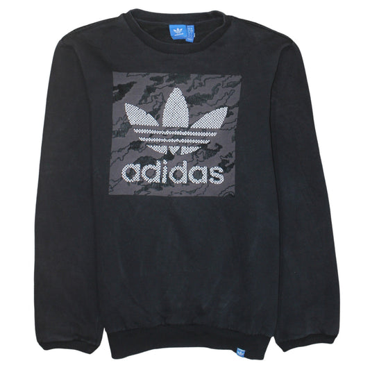 Adidas Men's Black Sequin Logo Pullover Sweatshirt Size S