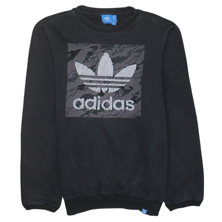 Adidas Men's Black Sequin Logo Pullover Sweatshirt Size S