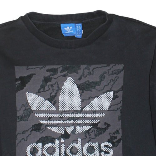 Adidas Men's Black Sequin Logo Pullover Sweatshirt Size S
