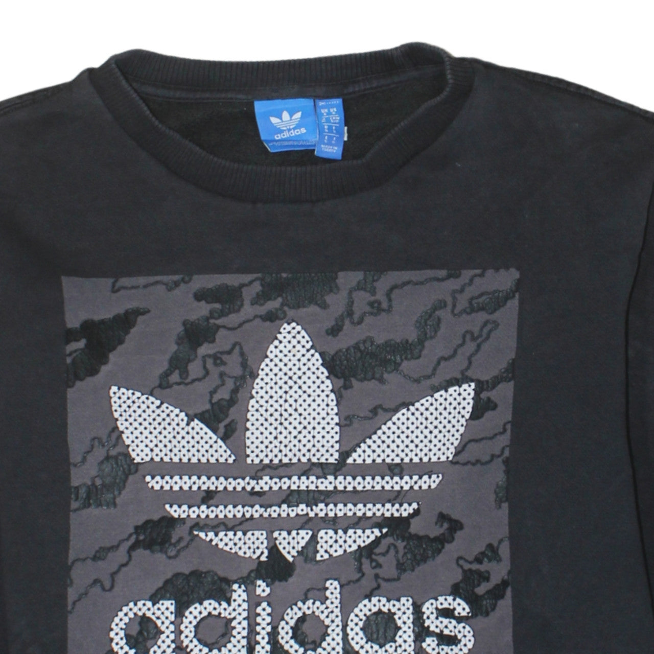 Adidas Men's Black Sequin Logo Pullover Sweatshirt Size S