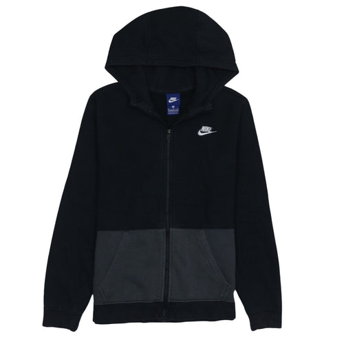 Nike Boys Black Colourblock Full Zip Hoodie XL 13-15 Years Cotton Blend