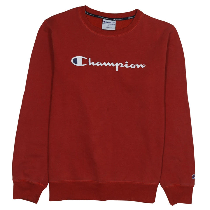 Champion Men's Red Pullover Sweatshirt L Crew Neck Graphic Print